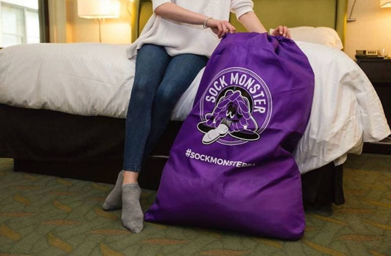 Sock Monster purple laundry bag