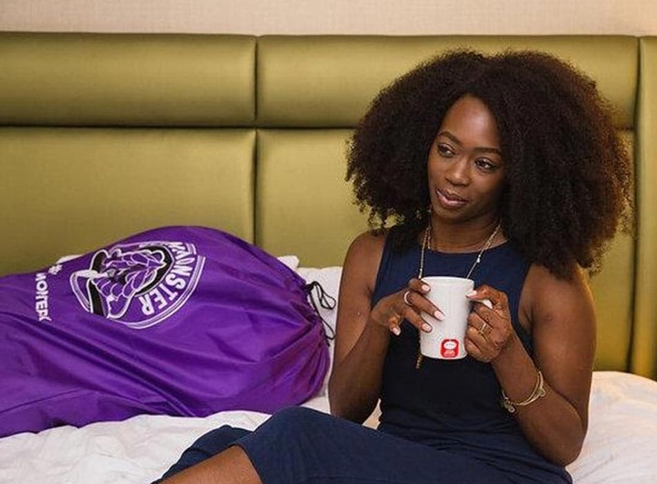 Sock Monster purple bag lifestyle visual